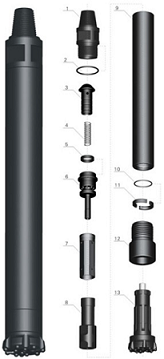 Hammer API REG Thread High Air Pressures DTH für Wasser-Brunnenbohrung 90 - 455 Millimeter Durchmesser